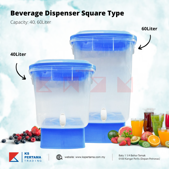 Tong Air / Square Plastic Beverage Dispenser (on stand)