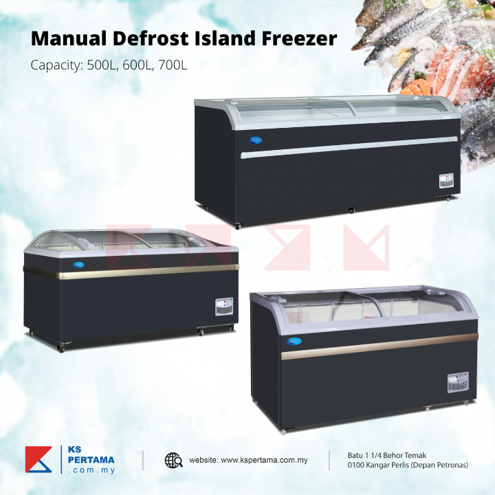Glass Freezer Island Manual Defrost