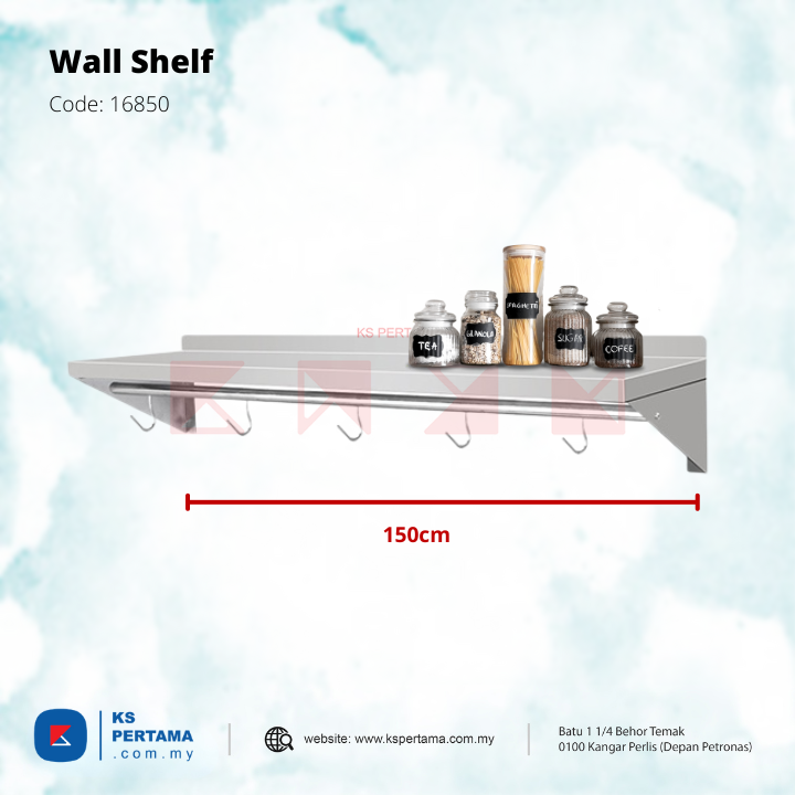 Wall Shelf Stainless Steel with Hook