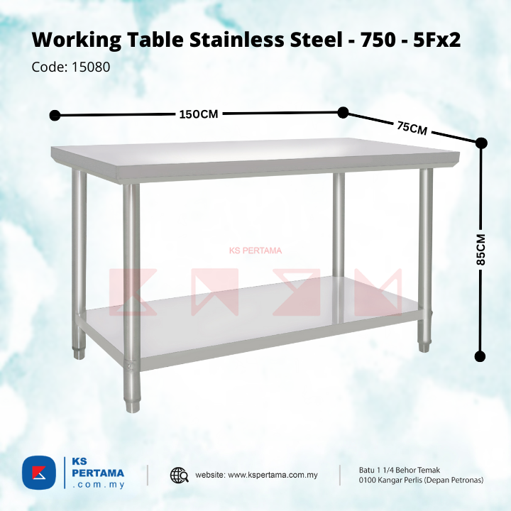 Working Table Stainless Steel - 750 / M