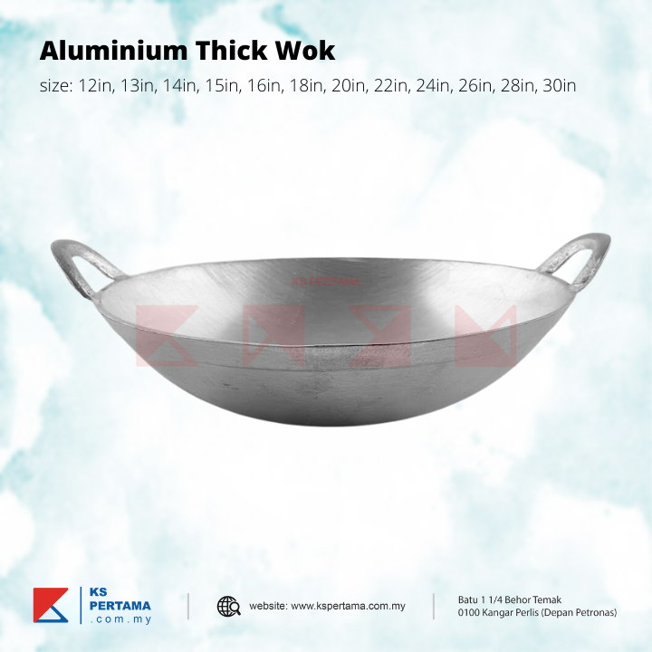 Aluminium Thick Wok Double Handle