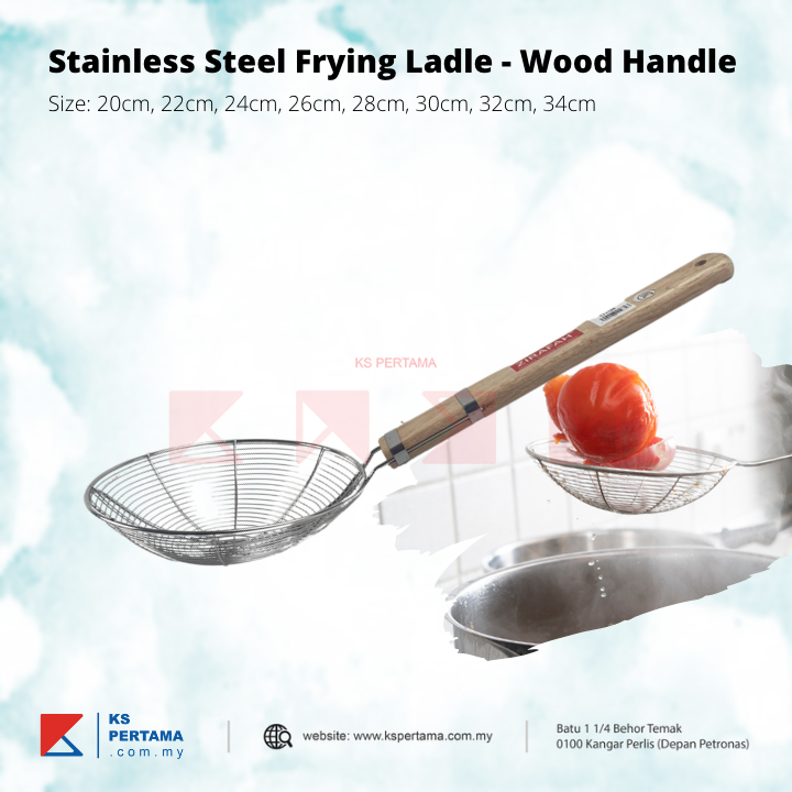 Skimmer - Frying ladle Oil Skimmer Center frame / Wood Handle