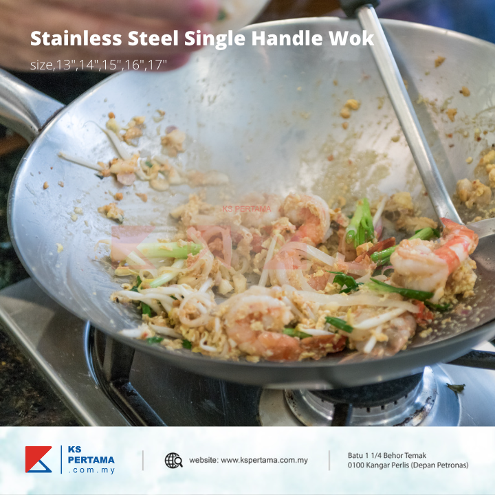 Stainless Steel Single Handle Wok