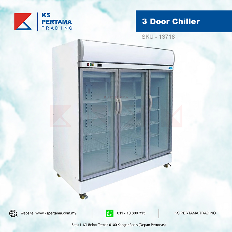 Chiller 3 Door Glass Display / Snow