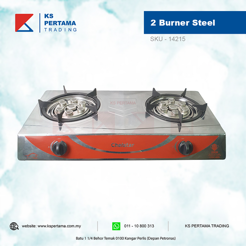 Chelstar Stainless Steel 2 Burner Gas Stove  Table Top