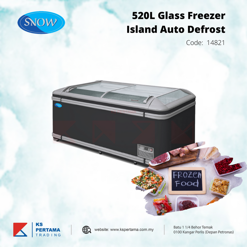 Glass Freezer Island Auto Defrost