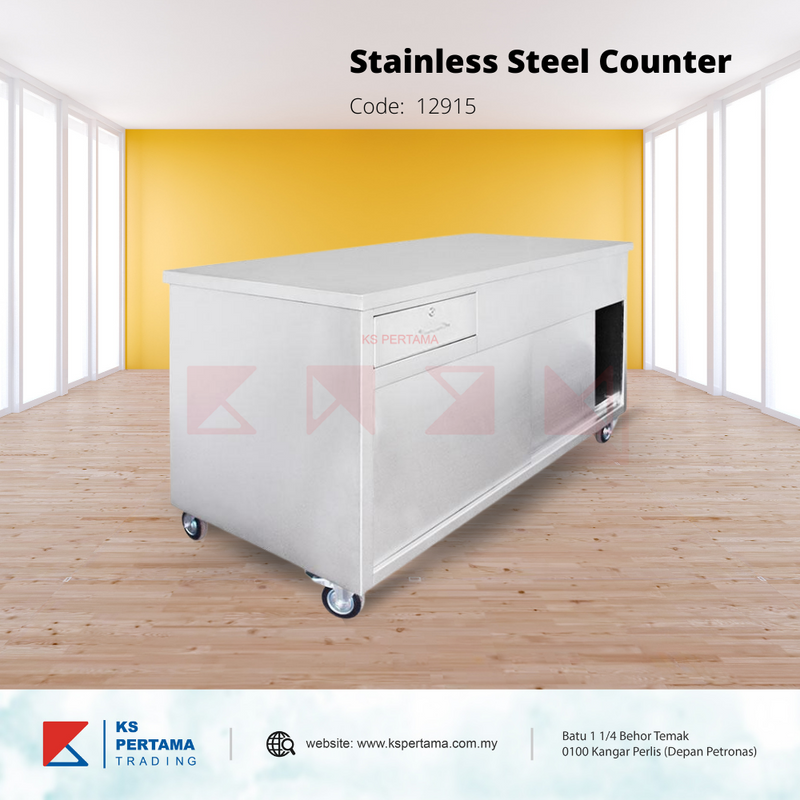 Cabinet Counter Stainless Steel with Drawer and sliding door