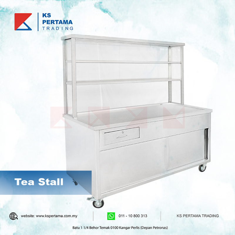 Tea Counter 2 Shelf with Glass Display