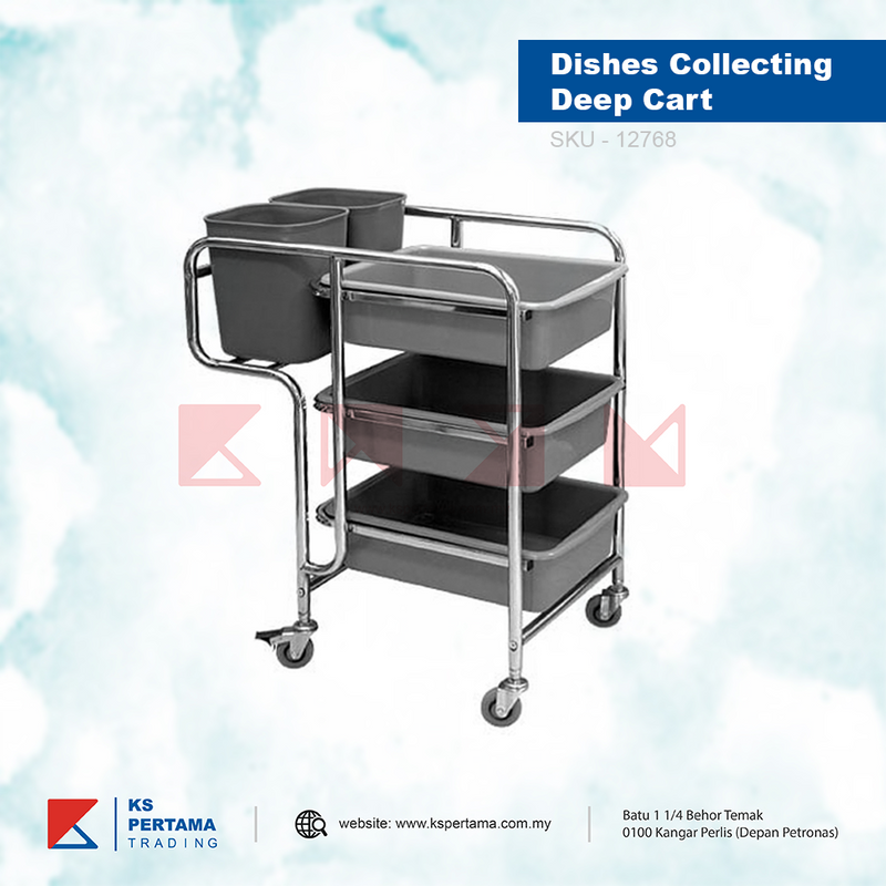 Trolley Bin Dishes Collecting Cart